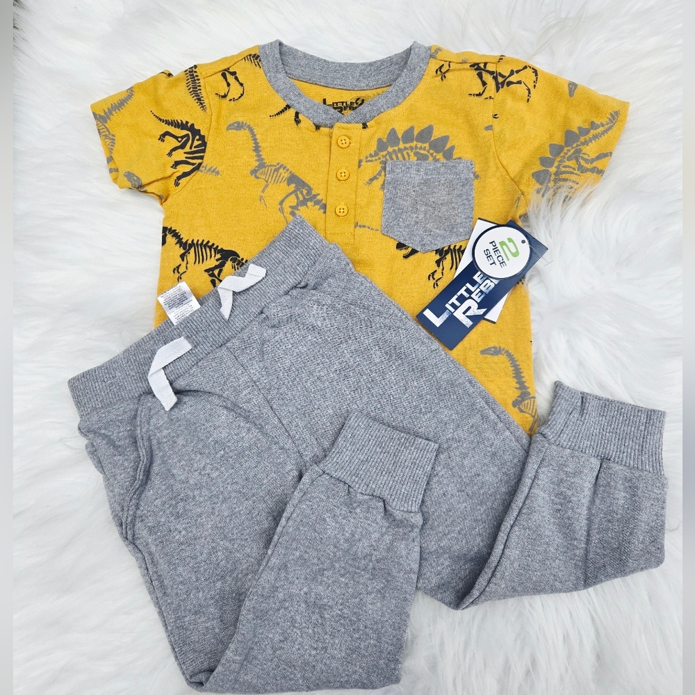 LITTLE REBELS TODDLER BOY DINOSAUR SHIRT & JOGGER SET 4T NEW WITH TAG